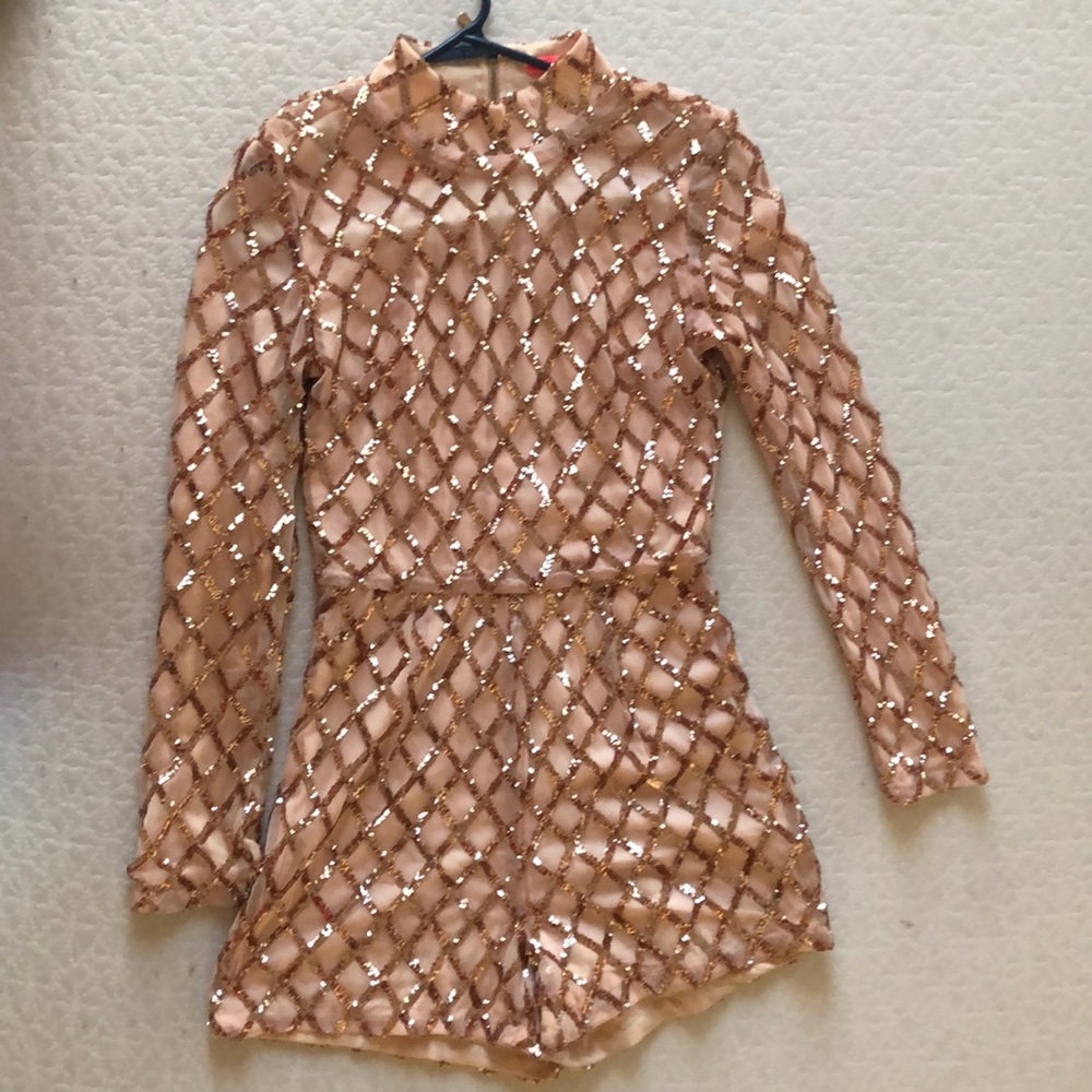 Sequin blush short romper